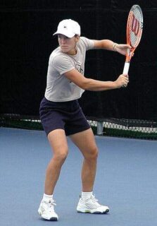 Justine Henin tijdens een tenniswedstrijd
