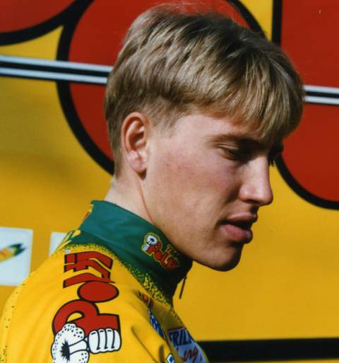 Axel Merckx tijdens de Paris-Nice wielerwedstrijd 1997