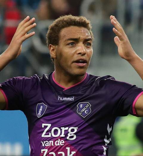 Cyriel Dessers in actie voor FC Utrecht in 2017