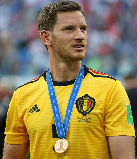 Vertonghen met de bronzen medaille van België op het WK 2018