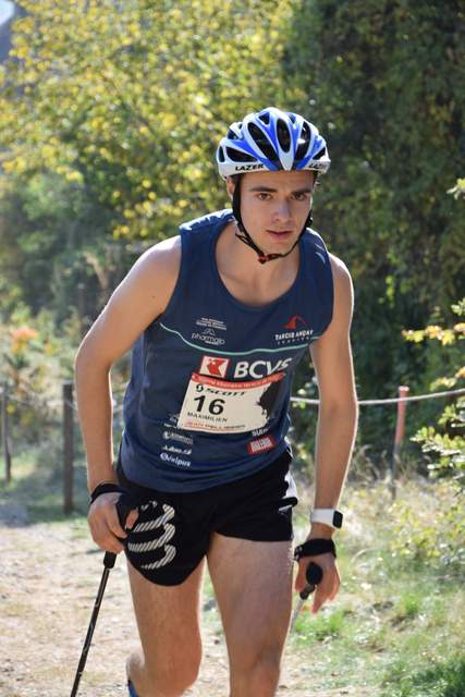 Maximilien Drion tijdens de verticale kilometerwedstrijd 2018
