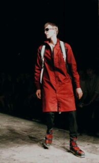 Model walking in Raf Simons' Spring-Summer 2008 show