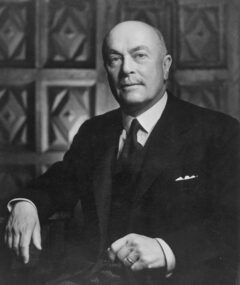 Portret van Hubert Pierlot, Belgische premier in 1943