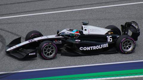 Amaury Cordeel rijdt in de Dallara F2 tijdens Spielberg 2025