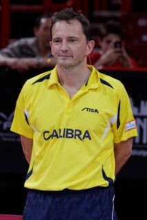 Jean-Michel Saive tijdens een tafeltennisevenement in 2013